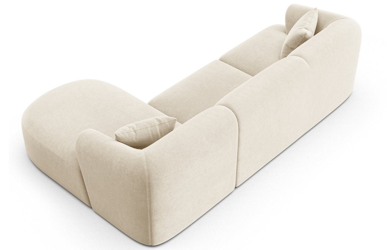 Cosmopolitan Design Světle béžová sametová rohová pohovka Campi 256 cm, pravá