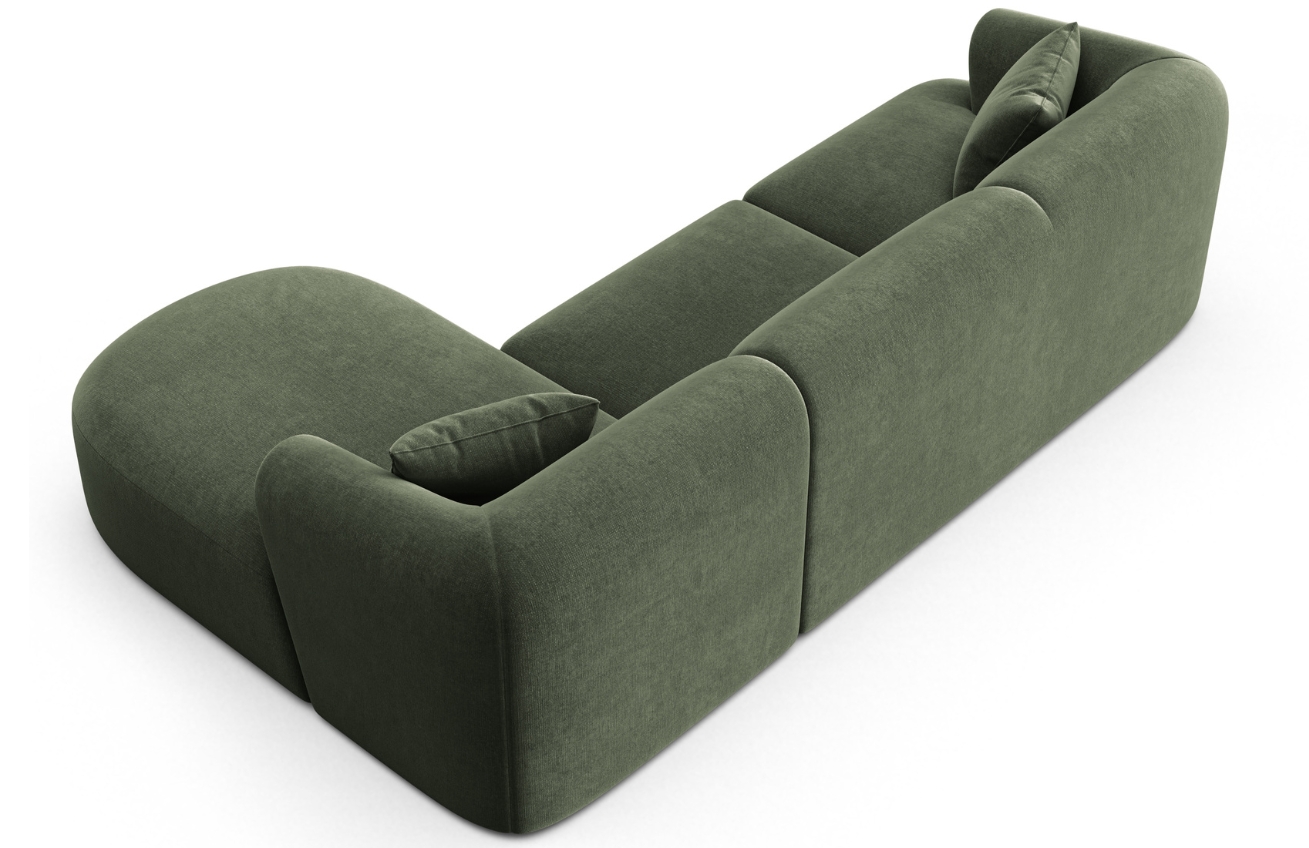 Cosmopolitan Design Zelená sametová rohová pohovka Campi 256 cm, pravá