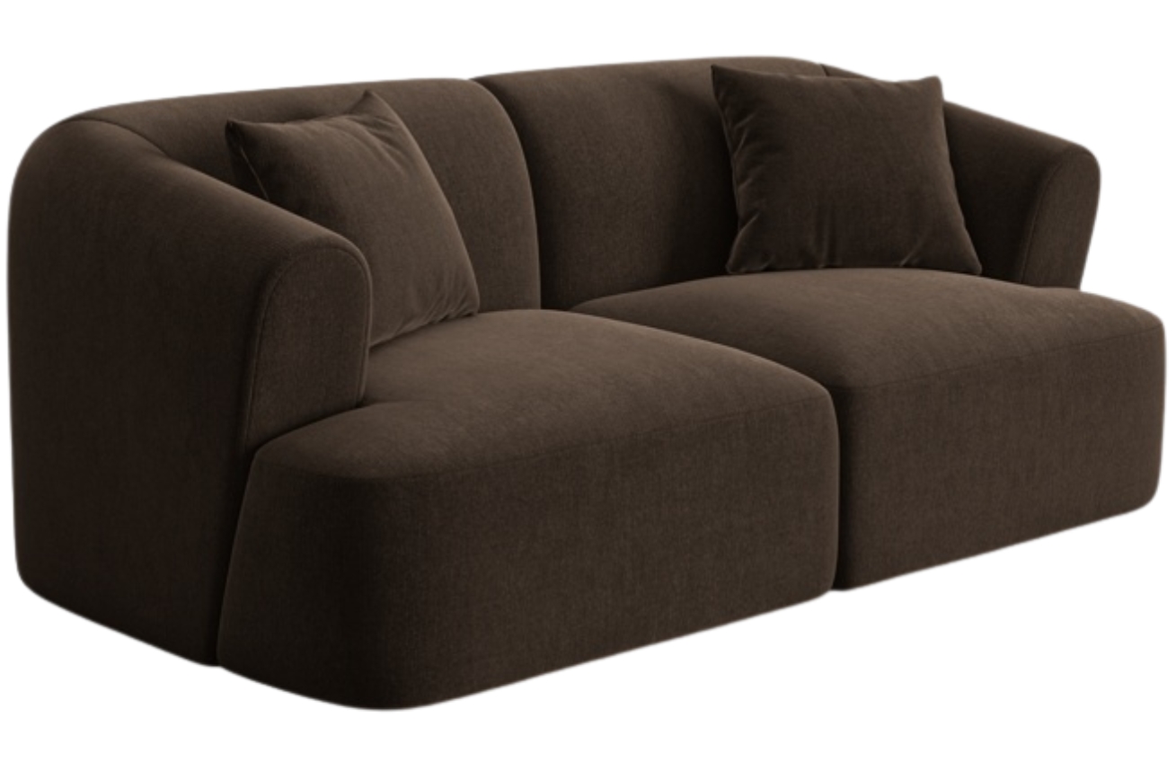 Cosmopolitan Design Tmavě hněd&aacute; sametov&aacute; dvoum&iacute;stn&aacute; pohovka Campi 180 cm