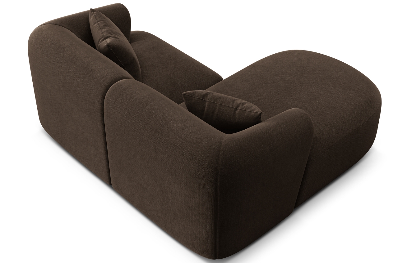 Cosmopolitan Design Tmavě hnědá sametová rohová pohovka Campi 180 cm, levá