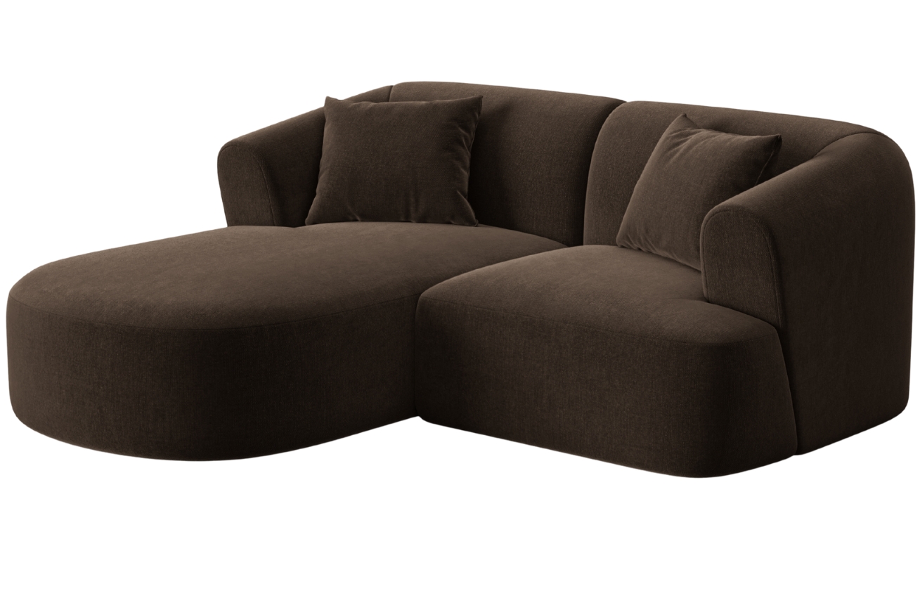 Cosmopolitan Design Tmavě hnědá sametová rohová pohovka Campi 180 cm, levá