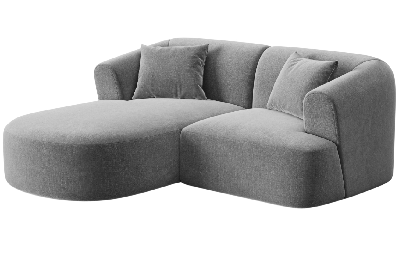 Cosmopolitan Design Šedá sametová rohová pohovka Campi 180 cm, levá