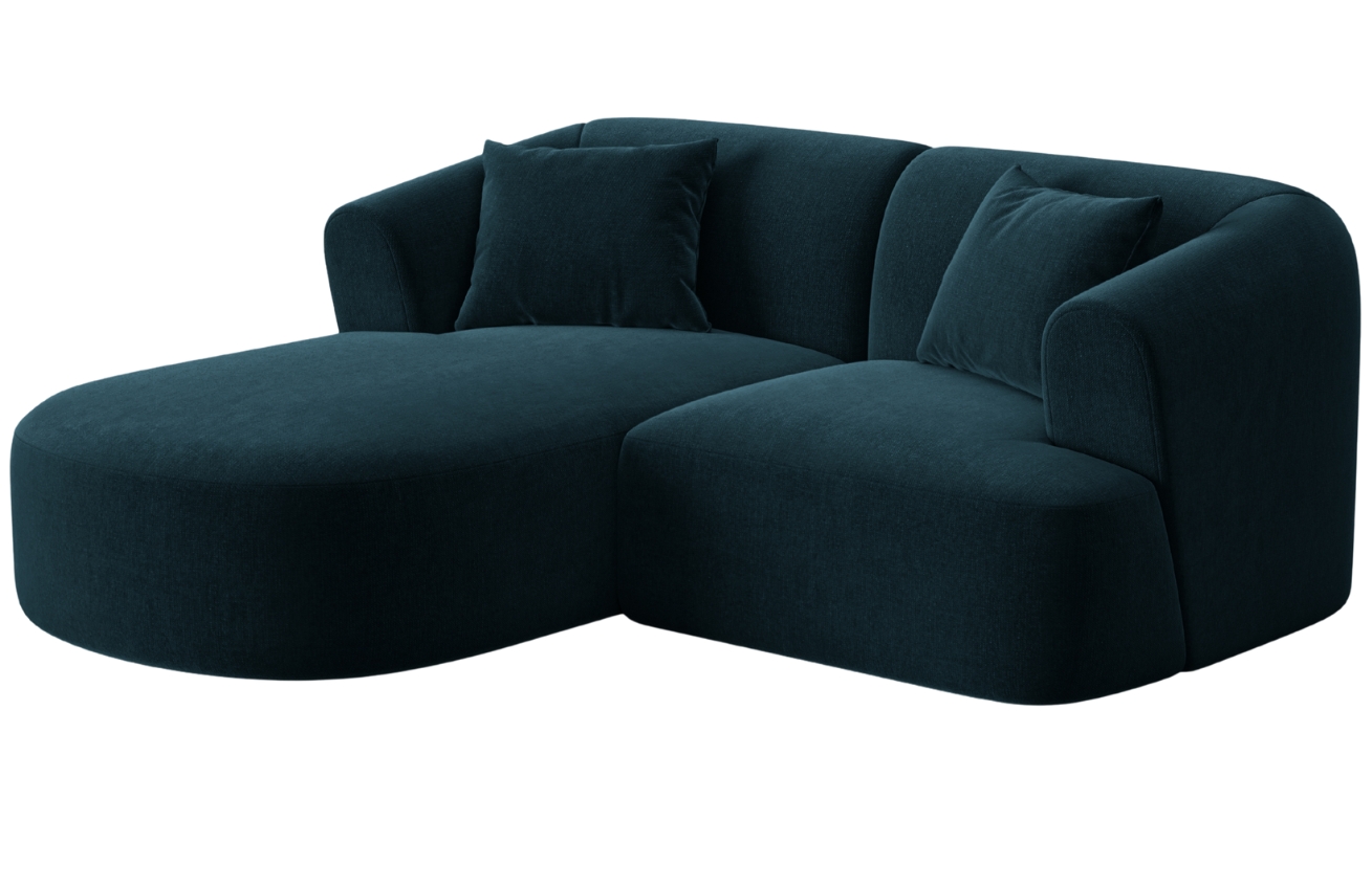 Cosmopolitan Design Petrolejově modrá sametová rohová pohovka Campi 180 cm, levá