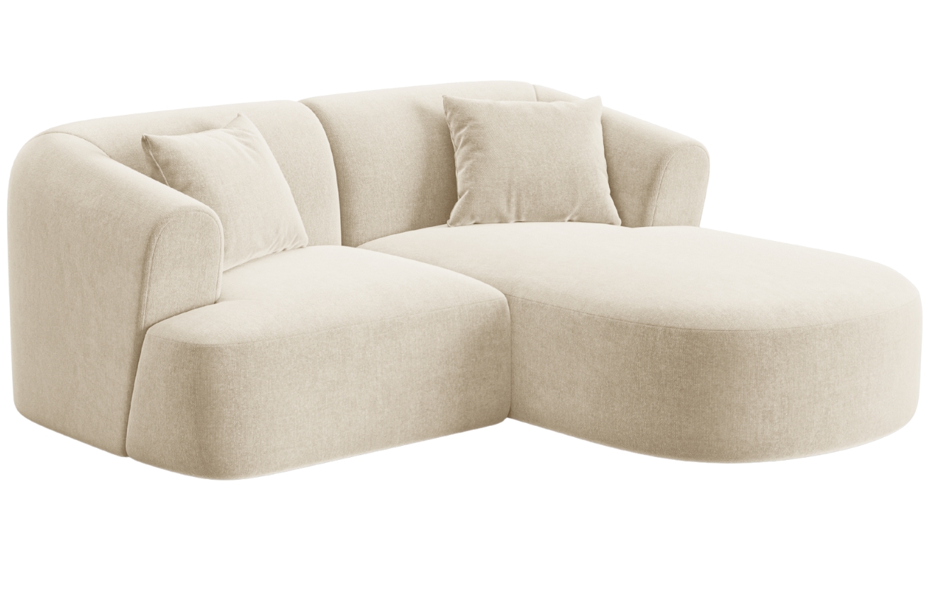 Cosmopolitan Design Světle b&eacute;žov&aacute; sametov&aacute; rohov&aacute; pohovka Campi 180 cm, prav&aacute;