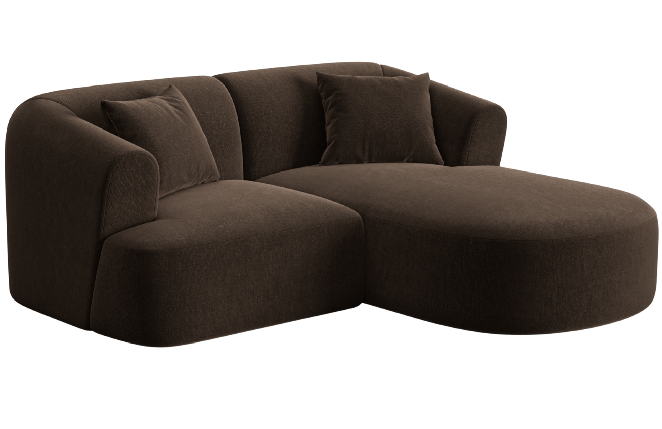 Cosmopolitan Design Tmavě hnědá sametová rohová pohovka Campi 180 cm, pravá