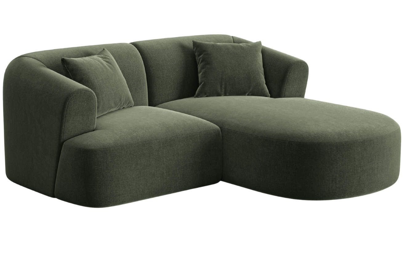 Cosmopolitan Design Zelená sametová rohová pohovka Campi 180 cm, pravá