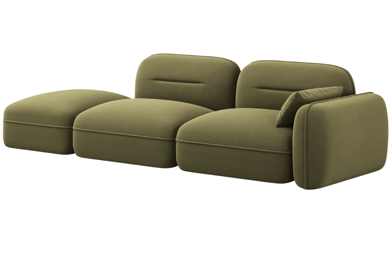 Cosmopolitan Design Zelená sametová trojmístná pohovka Sydney 295 cm, levá