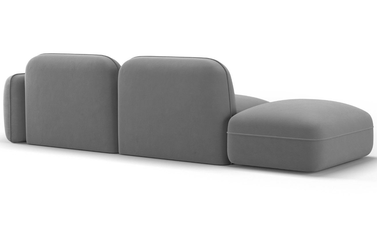 Cosmopolitan Design &Scaron;ed&aacute; sametov&aacute; trojm&iacute;stn&aacute; pohovka Sydney 295 cm, lev&aacute;