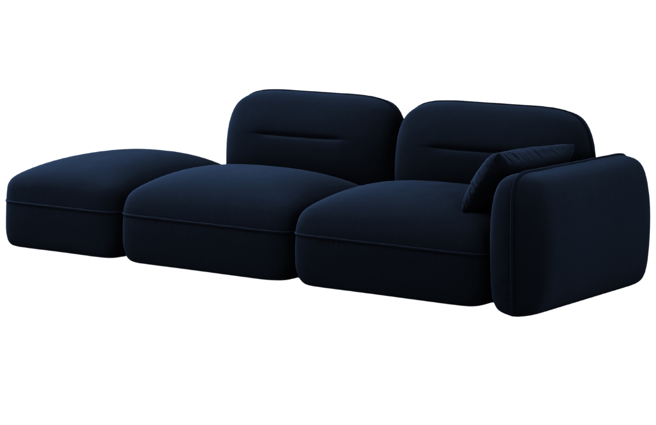 Cosmopolitan Design Královsky modrá sametová trojmístná pohovka Sydney 295 cm, levá
