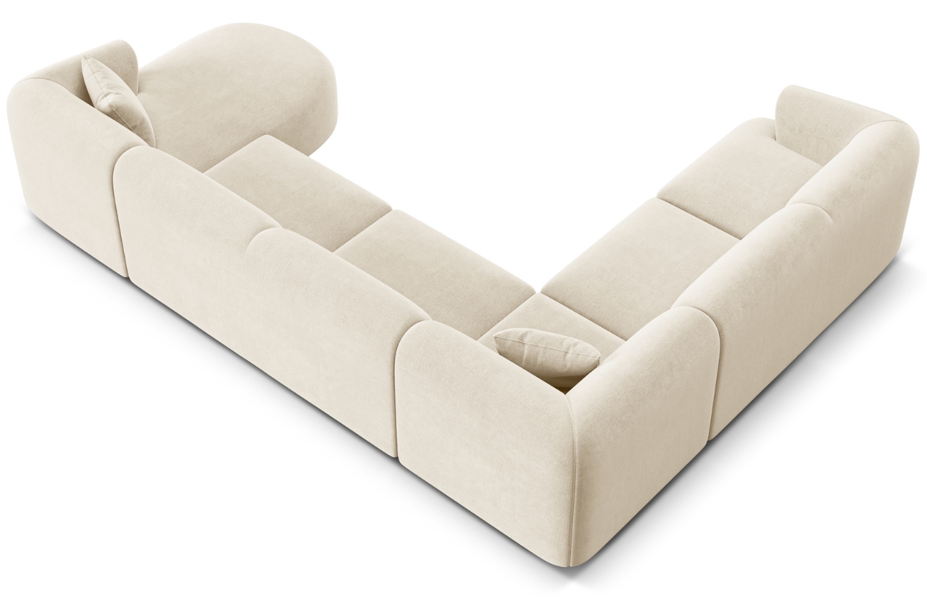 Cosmopolitan Design Světle béžová sametová rohová pohovka Campi 330 cm, levá