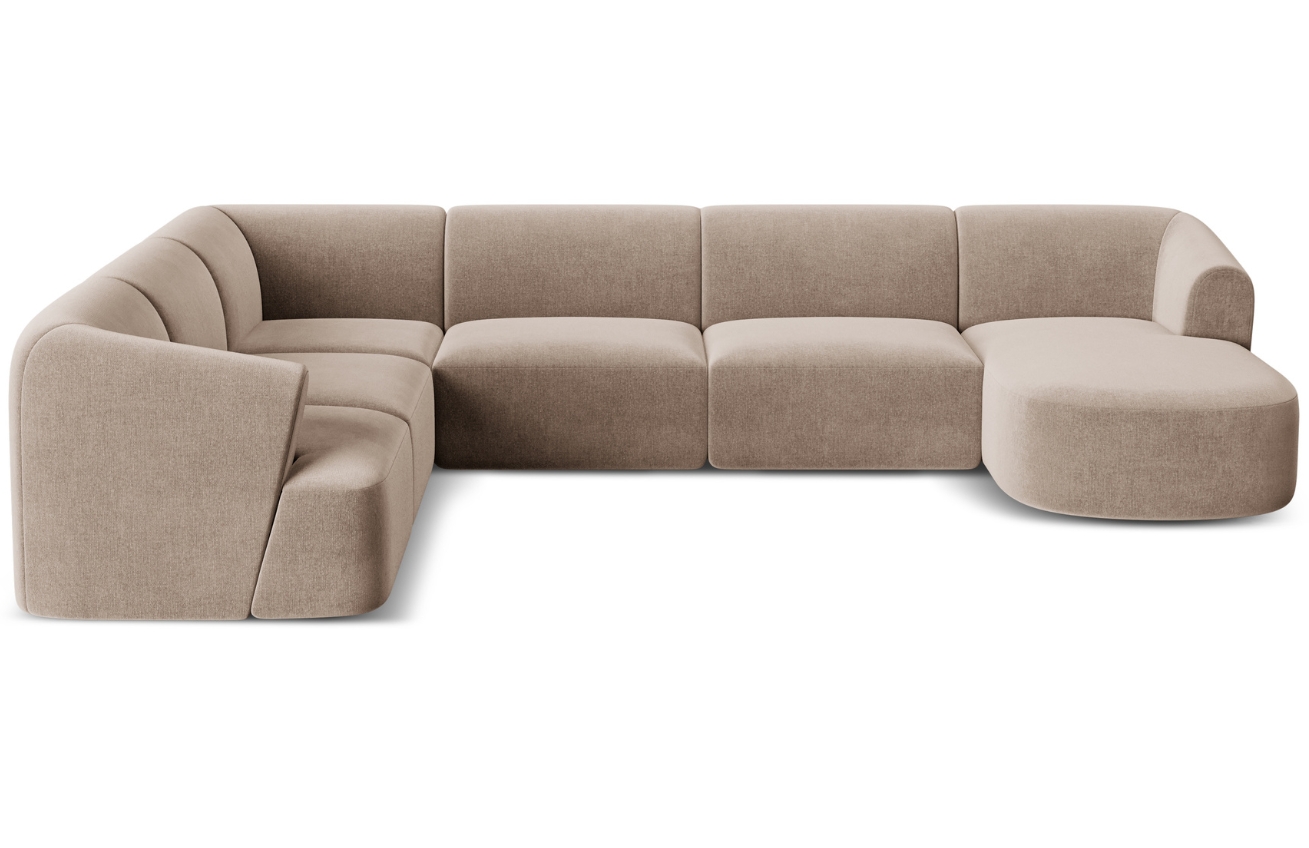 Cosmopolitan Design Béžová sametová rohová pohovka Campi 330 cm, levá