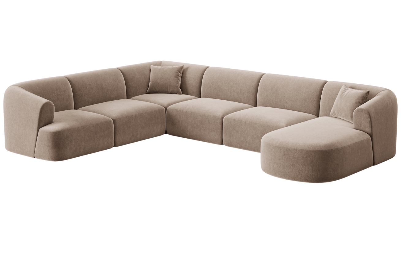 Cosmopolitan Design Béžová sametová rohová pohovka Campi 330 cm, levá