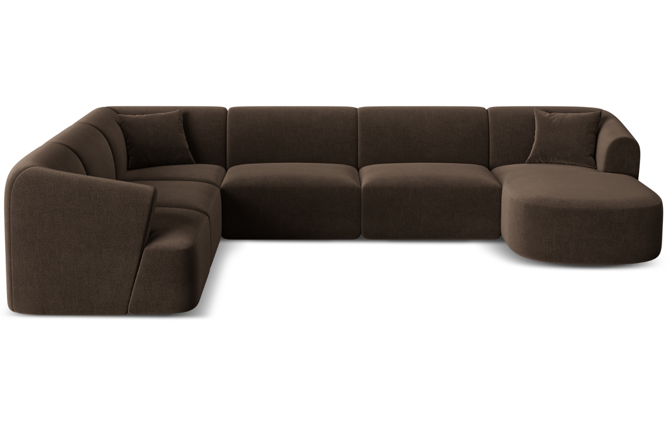 Cosmopolitan Design Tmavě hnědá sametová rohová pohovka Campi 330 cm, levá