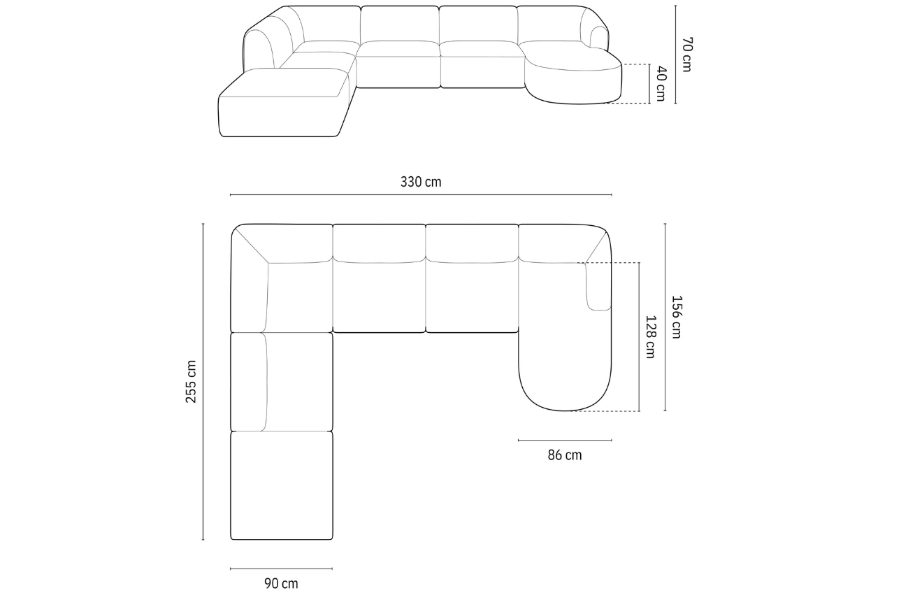 Cosmopolitan Design Šedá sametová rohová pohovka Campi 330 cm, levá