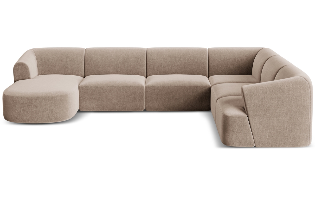 Cosmopolitan Design Béžová sametová rohová pohovka Campi 330 cm, pravá