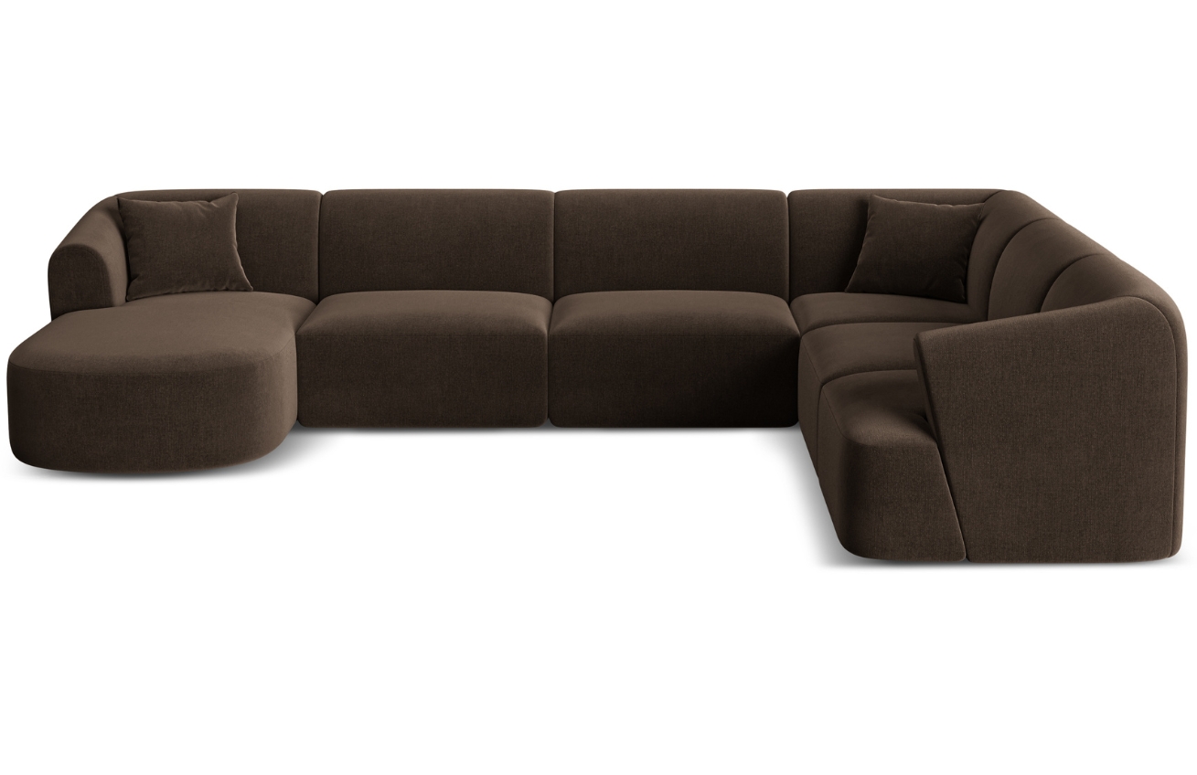 Cosmopolitan Design Tmavě hnědá sametová rohová pohovka Campi 330 cm, pravá