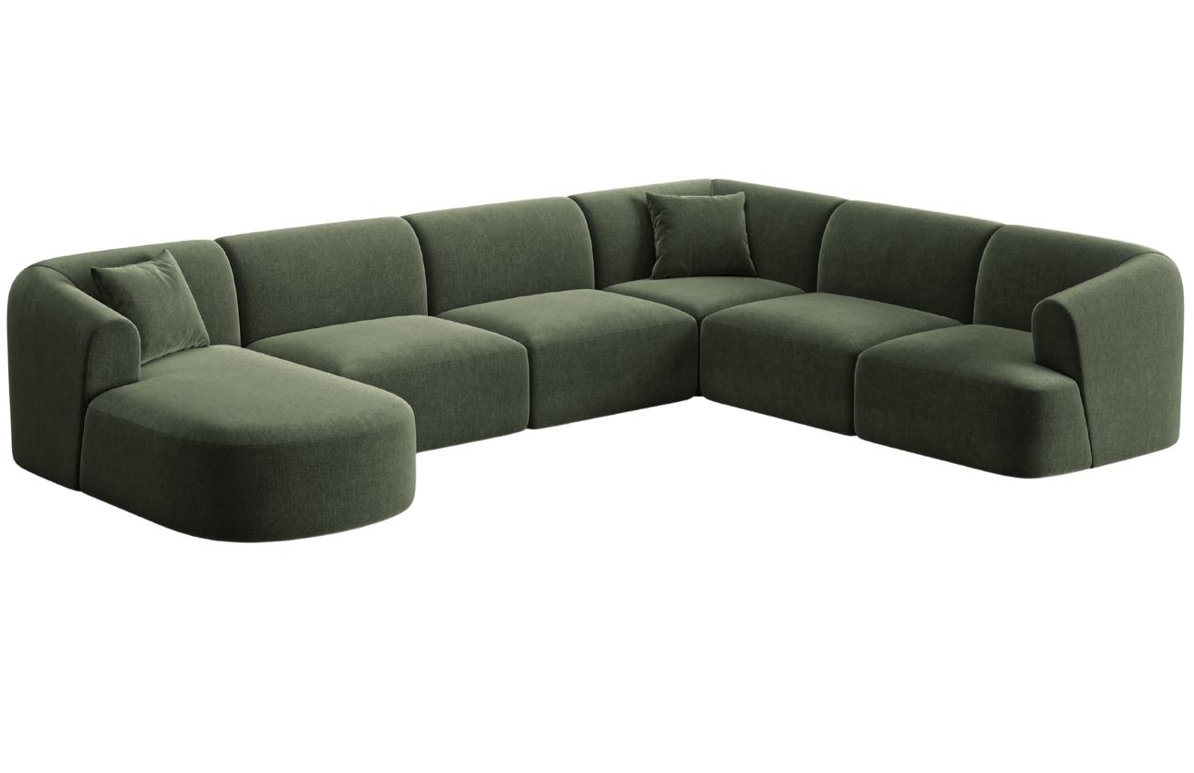 Cosmopolitan Design Zelená sametová rohová pohovka Campi 330 cm, pravá