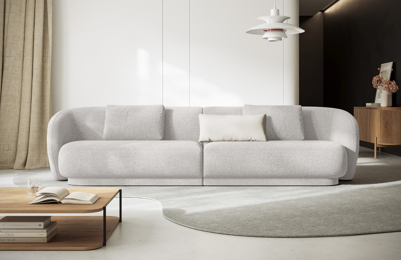 Cosmopolitan Design Světle šedá čalouněná čtyřmístná pohovka Camden 304 cm