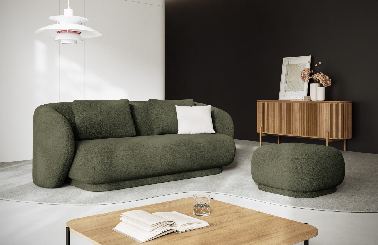 Cosmopolitan Design Zelená čalouněná podnožka Camden 65 x 65 cm