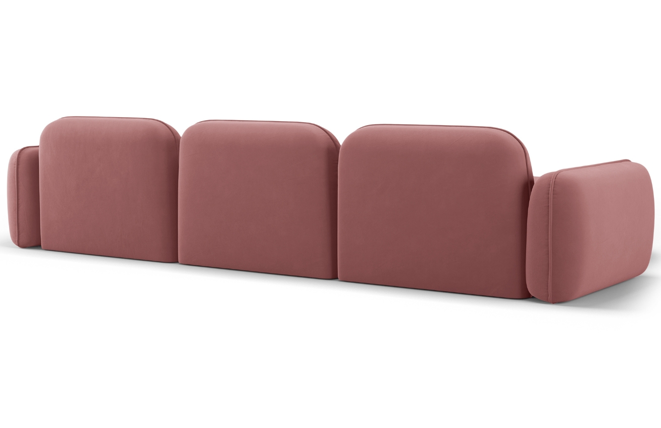 Cosmopolitan Design Růžová sametová rohová pohovka Sydney 320 cm, levá