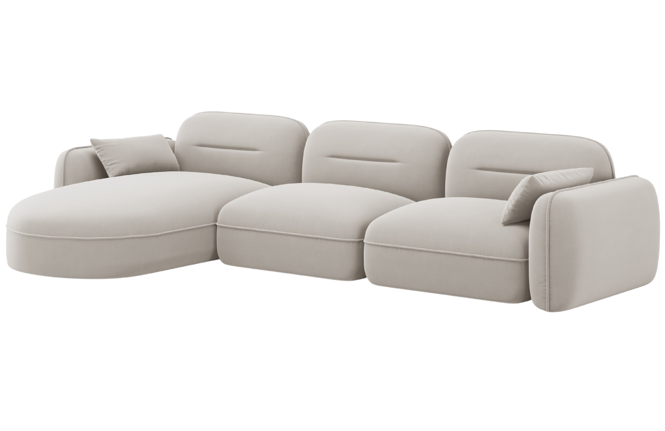 Cosmopolitan Design Světle béžová sametová rohová pohovka Sydney 320 cm, levá