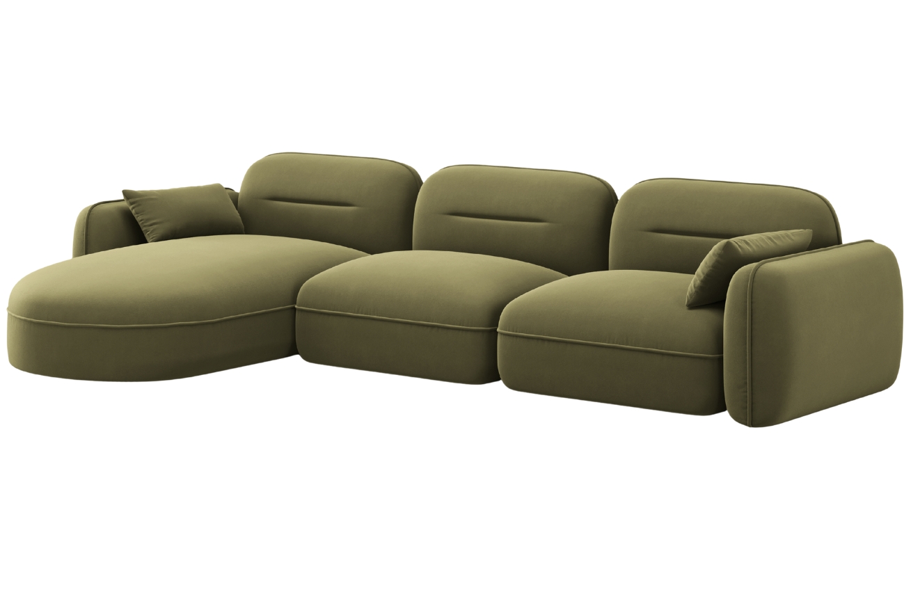 Cosmopolitan Design Zelená sametová rohová pohovka Sydney 320 cm, levá