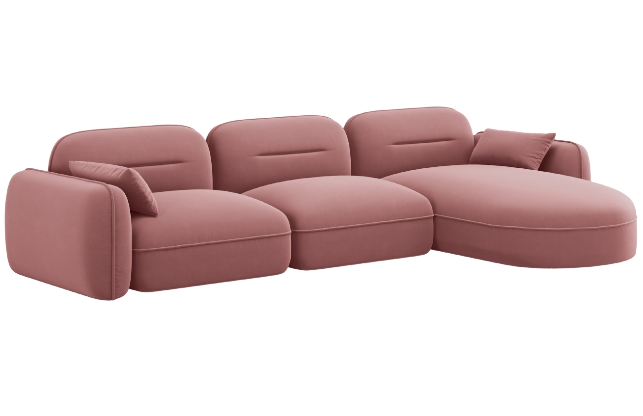 Cosmopolitan Design Růžov&aacute; sametov&aacute; rohov&aacute; pohovka Sydney 320 cm, prav&aacute;