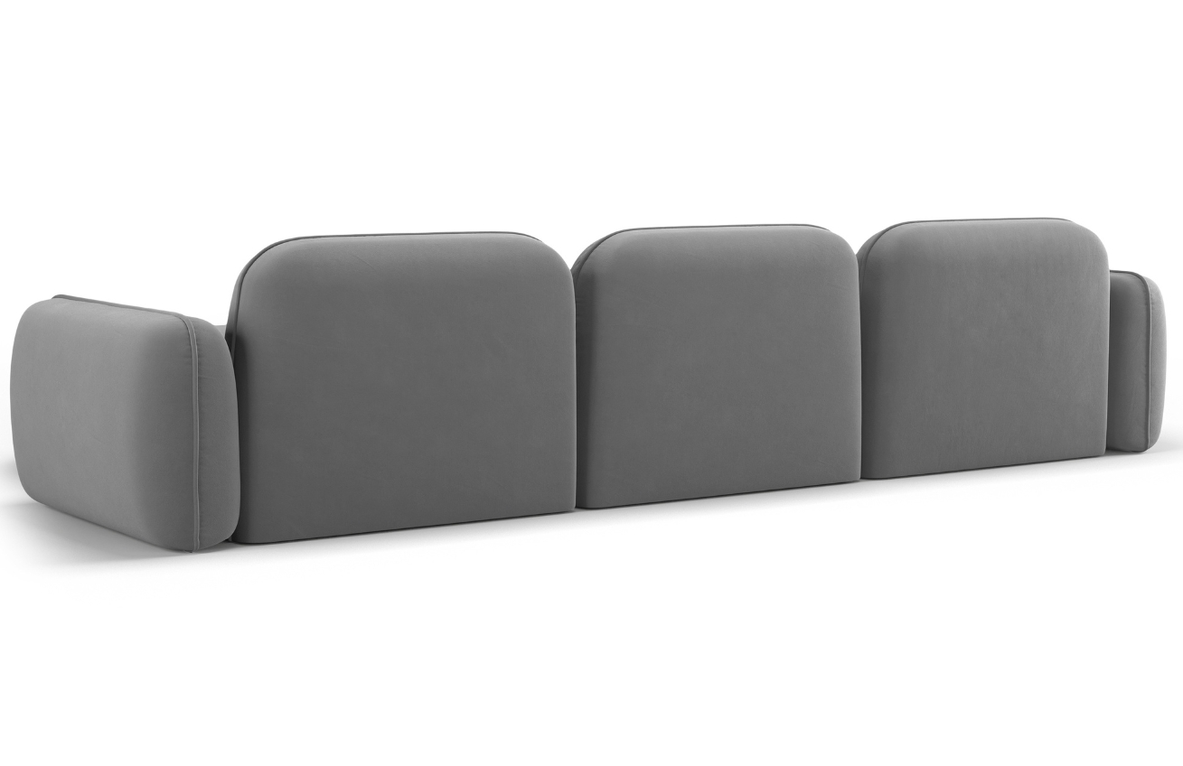 Cosmopolitan Design Šedá sametová rohová pohovka Sydney 320 cm, pravá