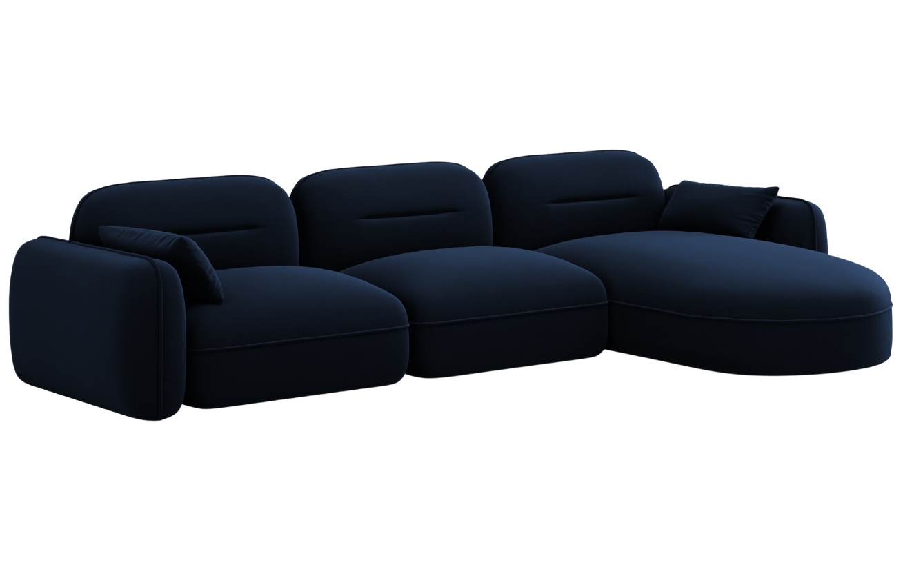 Cosmopolitan Design Kr&aacute;lovsky modr&aacute; sametov&aacute; rohov&aacute; pohovka Sydney 320 cm, prav&aacute;