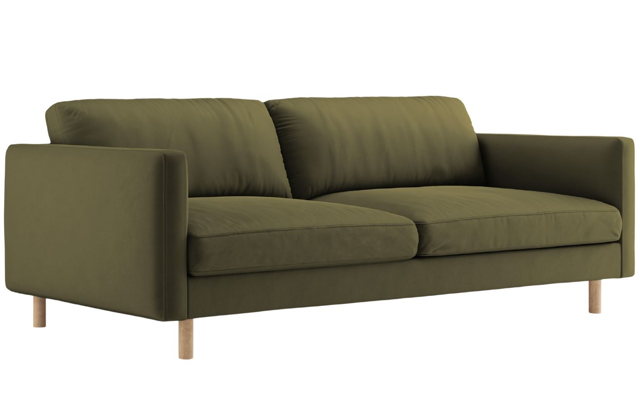 Micadoni Zelen&aacute; sametov&aacute; čtyřm&iacute;stn&aacute; pohovka Eden 209 cm