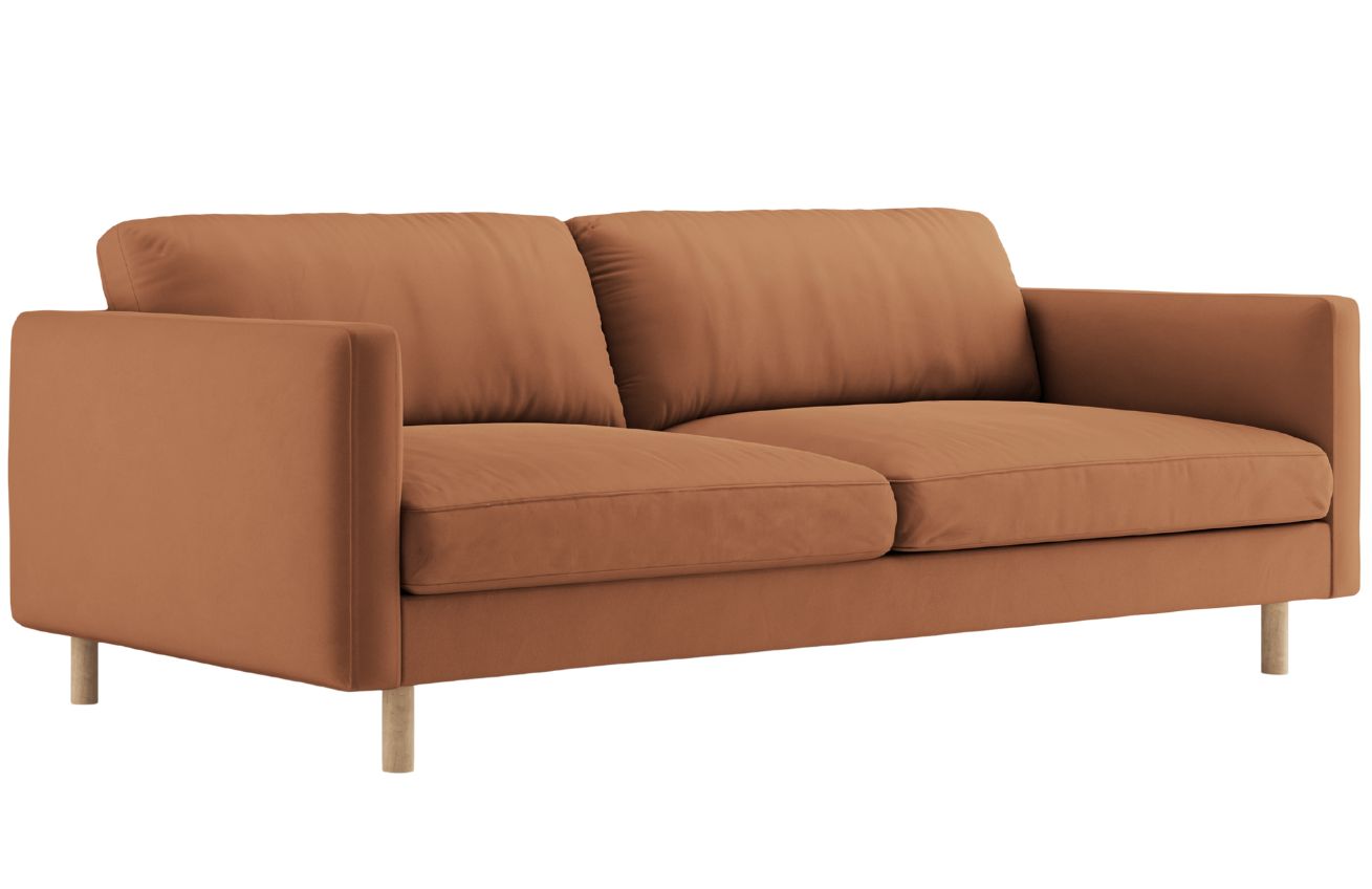 Micadoni Oranžov&aacute; sametov&aacute; čtyřm&iacute;stn&aacute; pohovka Eden 209 cm