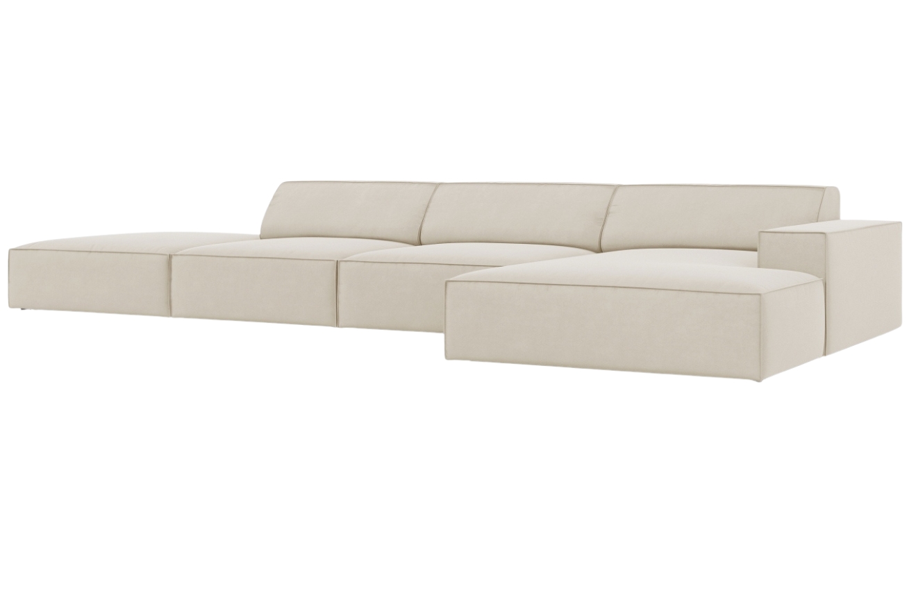 Micadoni Tmavě b&eacute;žov&aacute; sametov&aacute; rohov&aacute; pohovka Jodie 341, prav&aacute;