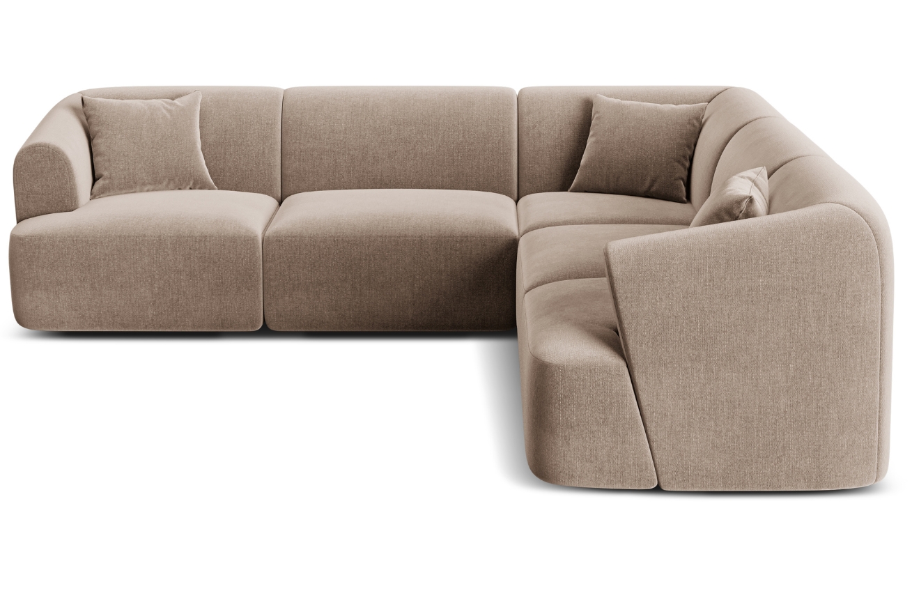 Cosmopolitan Design Béžová sametová rohová pohovka Campi 255 cm, levá/pravá