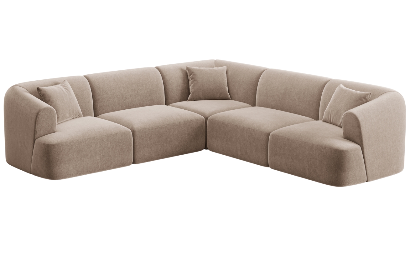 Cosmopolitan Design B&eacute;žov&aacute; sametov&aacute; rohov&aacute; pohovka Campi 255 cm, lev&aacute;/prav&aacute;