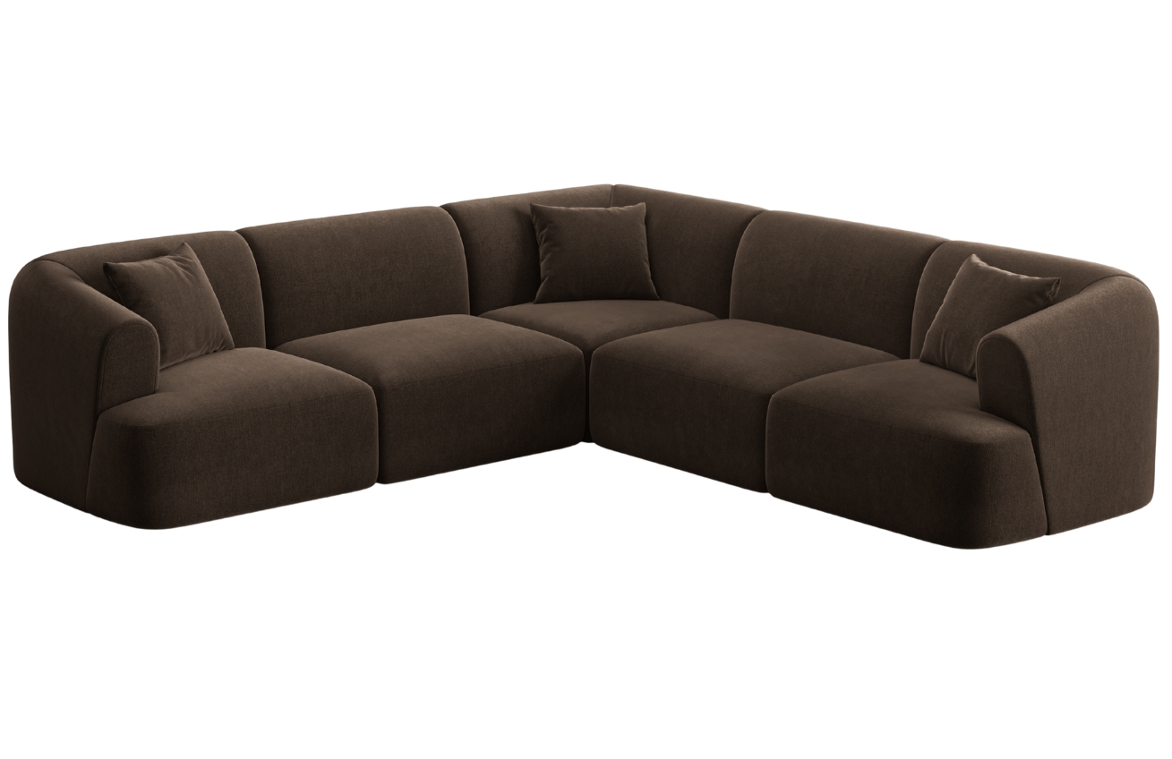 Cosmopolitan Design Tmavě hněd&aacute; sametov&aacute; rohov&aacute; pohovka Campi 255 cm, lev&aacute;/prav&aacute;