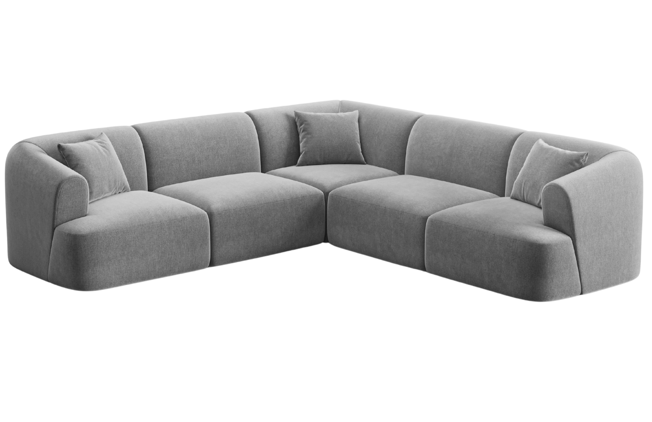 Cosmopolitan Design &Scaron;ed&aacute; sametov&aacute; rohov&aacute; pohovka Campi 255 cm, lev&aacute;/prav&aacute;