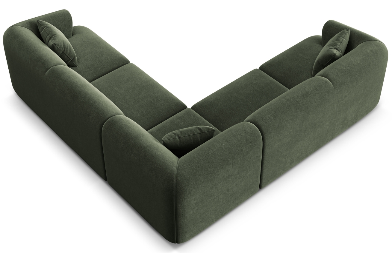 Cosmopolitan Design Zelen&aacute; sametov&aacute; rohov&aacute; pohovka Campi 255 cm, lev&aacute;/prav&aacute;