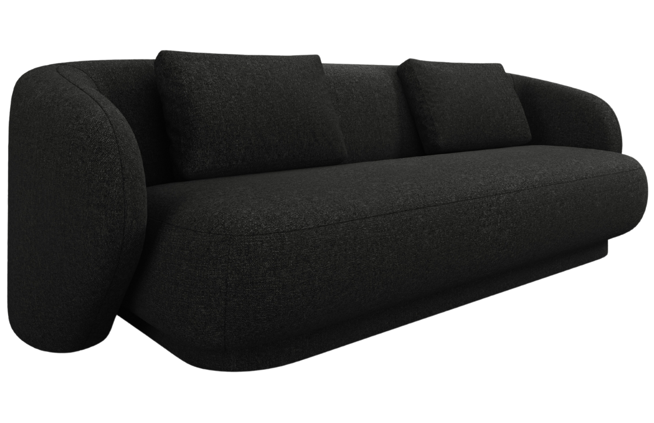 Cosmopolitan Design Čern&aacute; čalouněn&aacute; trojm&iacute;stn&aacute; pohovka Camden 204 cm