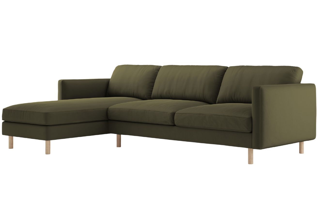 Micadoni Zelená sametová rohová pohovka Eden 286 cm, levá