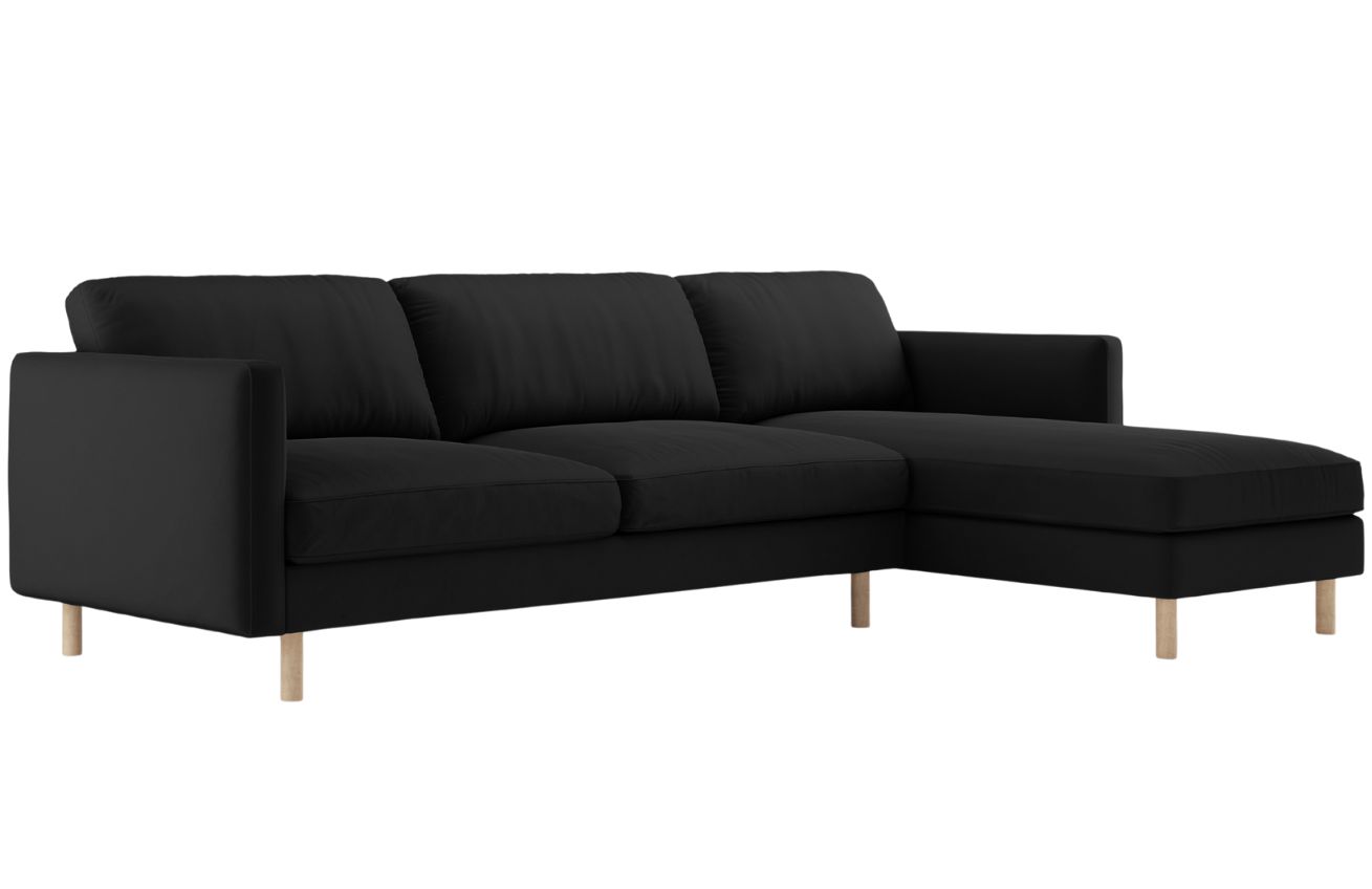 Micadoni Čern&aacute; sametov&aacute; rohov&aacute; pohovka Eden 286 cm, prav&aacute;
