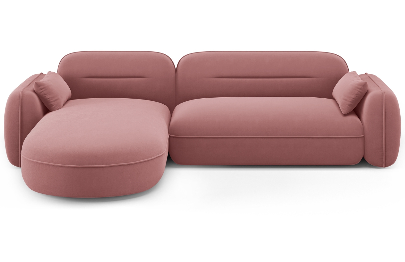 Cosmopolitan Design Růžová sametová rohová pohovka Sydney 275 cm, levá
