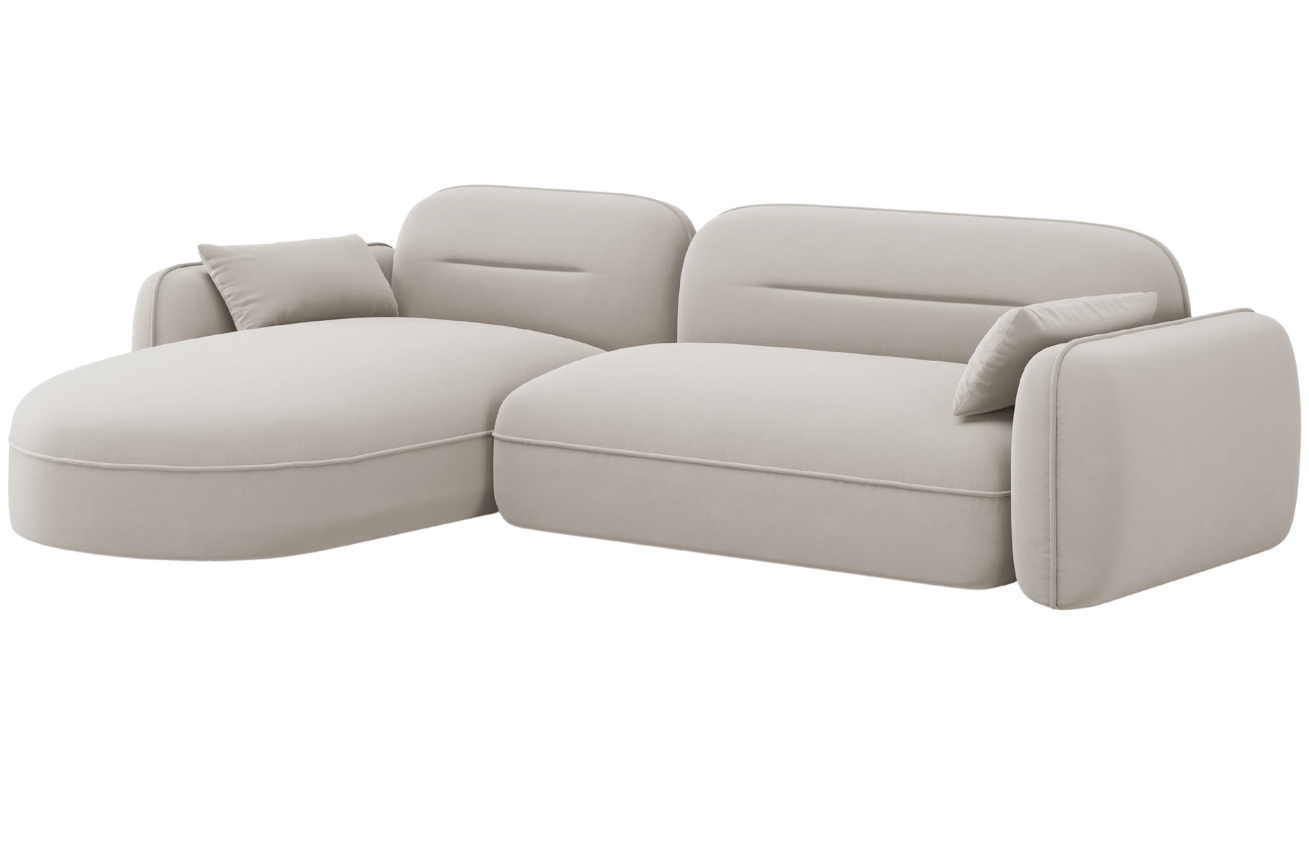 Cosmopolitan Design Světle b&eacute;žov&aacute; sametov&aacute; rohov&aacute; pohovka Sydney 275 cm, lev&aacute;