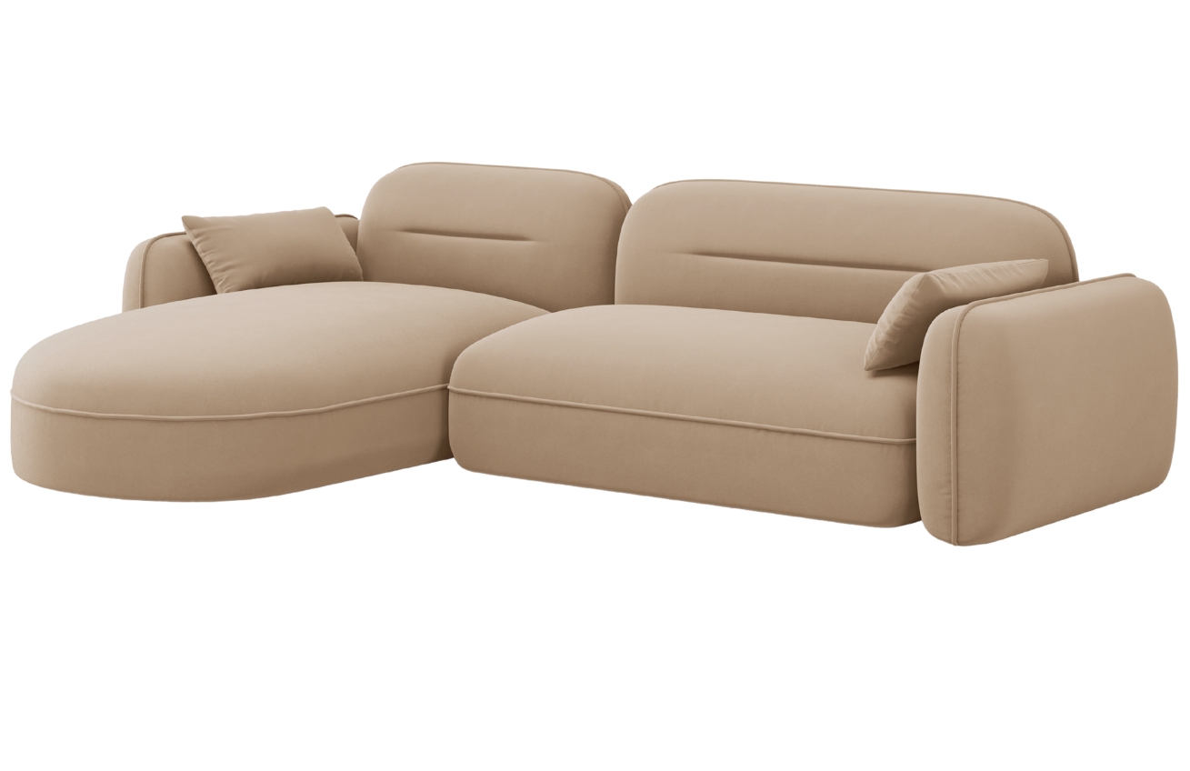 Cosmopolitan Design Pískově hnědá sametová rohová pohovka Sydney 275 cm, levá