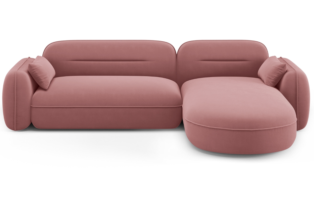 Cosmopolitan Design Růžová sametová rohová pohovka Sydney 275 cm, pravá