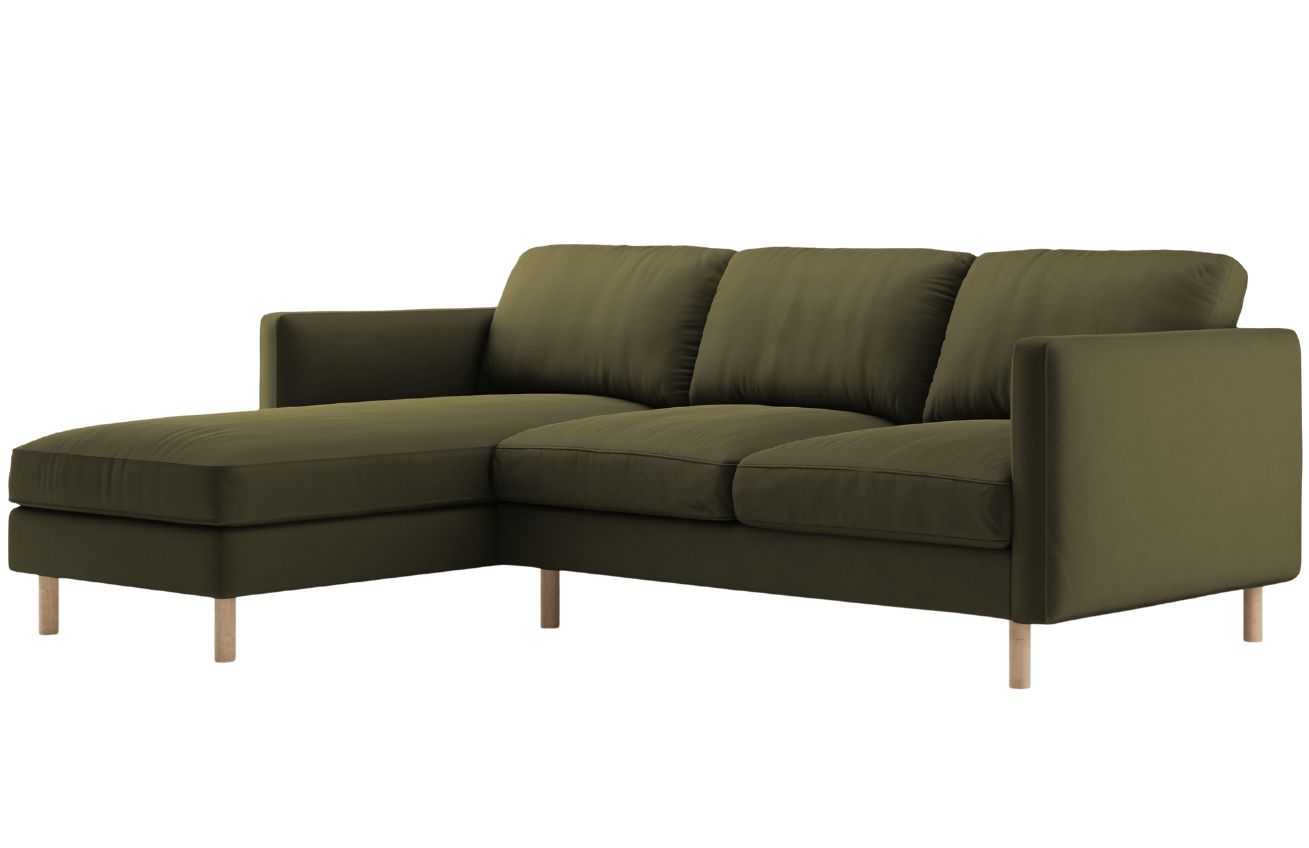 Micadoni Zelen&aacute; sametov&aacute; rohov&aacute; pohovka Eden 250 cm, lev&aacute;