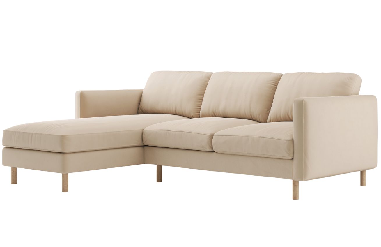 Micadoni B&eacute;žov&aacute; sametov&aacute; rohov&aacute; pohovka Eden 250 cm, lev&aacute;