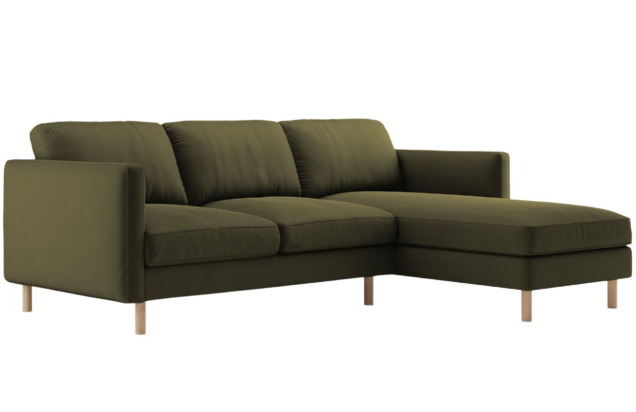 Micadoni Zelen&aacute; sametov&aacute; rohov&aacute; pohovka Eden 250 cm, prav&aacute;