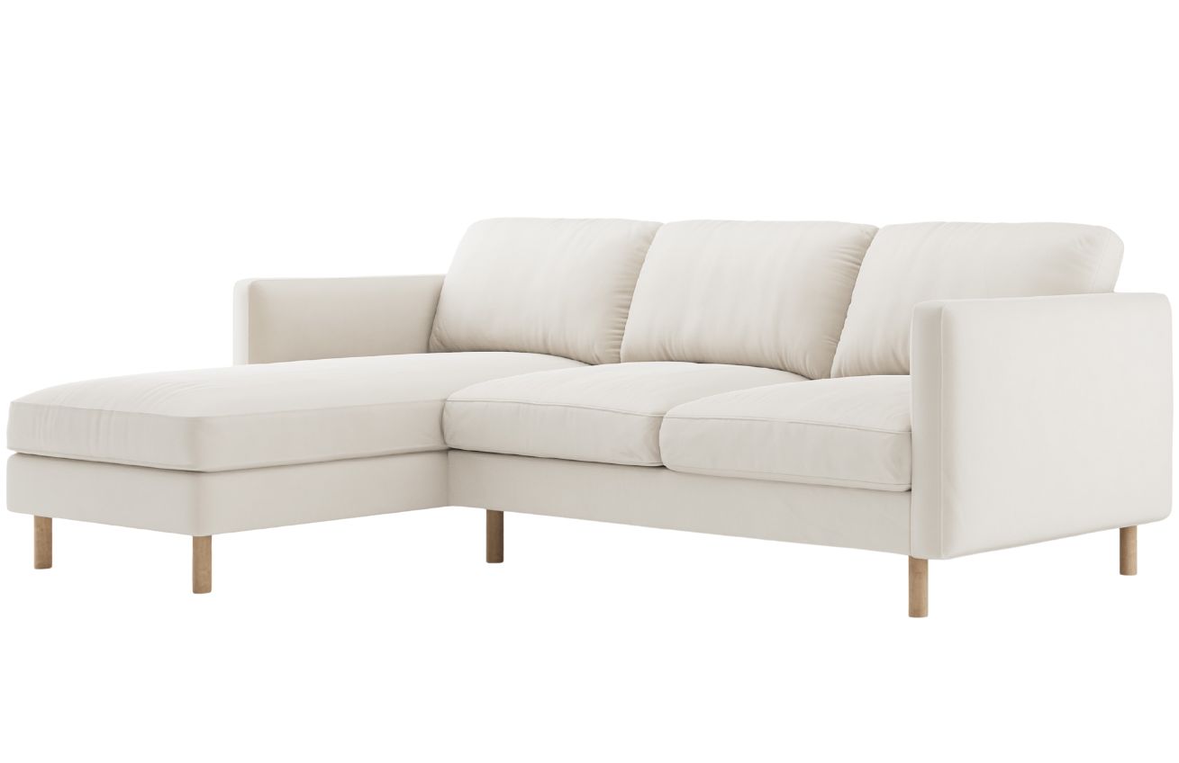 Micadoni B&iacute;l&aacute; sametov&aacute; rohov&aacute; pohovka Eden 250 cm, lev&aacute;