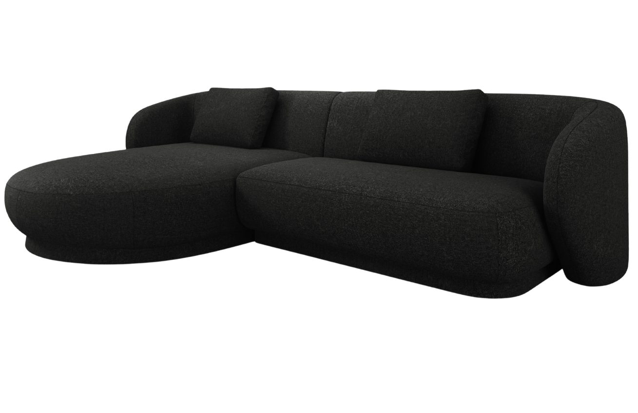 Cosmopolitan Design Černá čalouněná rohová pohovka Camden 289 cm, levá