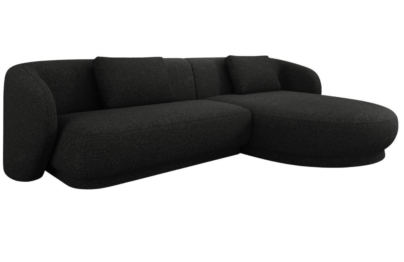 Cosmopolitan Design Černá čalouněná rohová pohovka Camden 289 cm, pravá